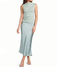 Mod Ref Solid Cowl Mock Neck Sleeveless Modal Tank