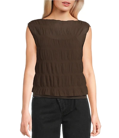 Mod Ref Boat Neck Mesh Top