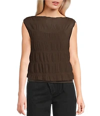 Mod Ref Boat Neck Mesh Top