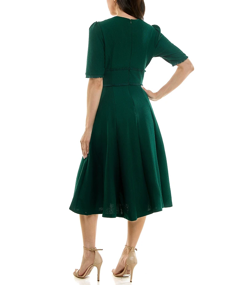 Moda Tara Boucle Knit Elbow Sleeve Midi Dress
