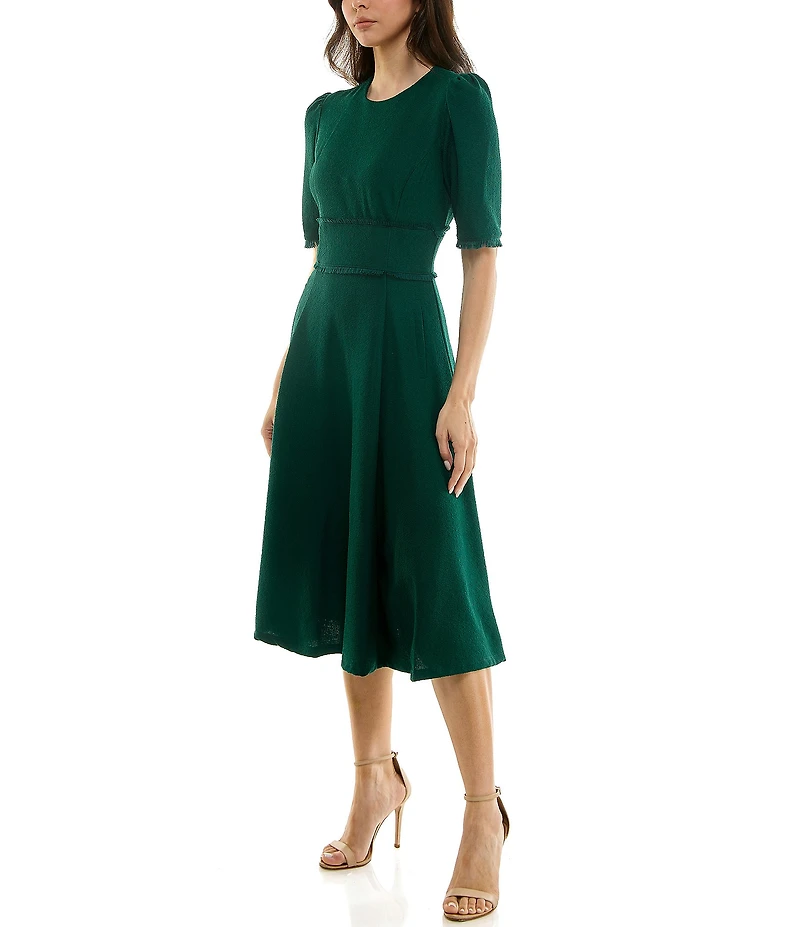 Moda Tara Boucle Knit Elbow Sleeve Midi Dress