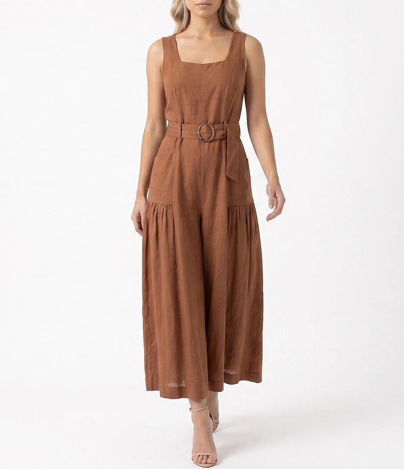 Moda Tara Copper Belted Wide Leg Jumpsuit
