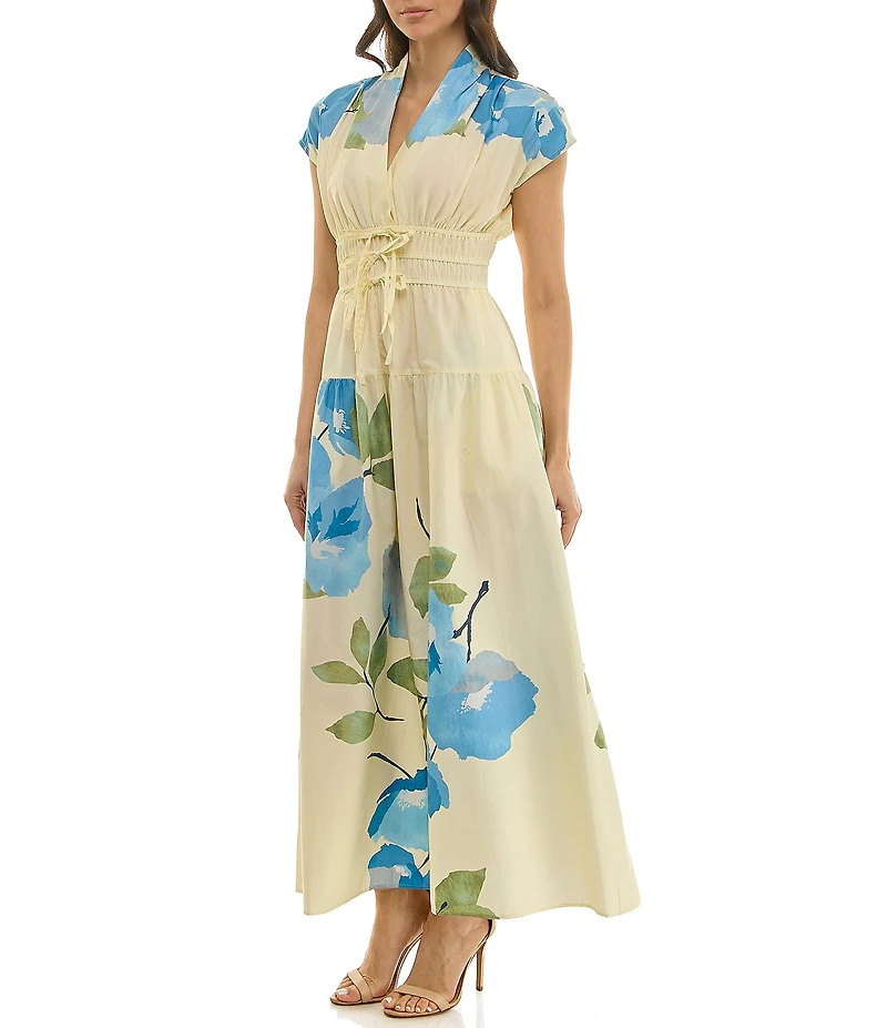Moda Tara Floral Print Cotton Poplin Maxi Dress