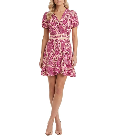 Moda Tara Paisley Print Puff Sleeve Marrakesh Dress