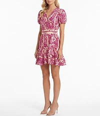 Moda Tara Paisley Print Puff Sleeve Marrakesh Dress
