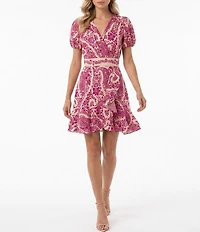 Moda Tara Paisley Print Puff Sleeve Marrakesh Dress