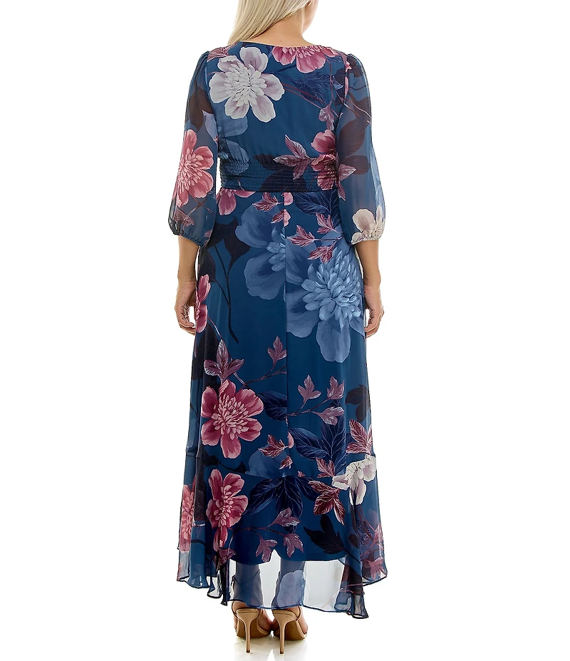 Moda Tara Plus Size Chiffon Floral Print Maxi Dress