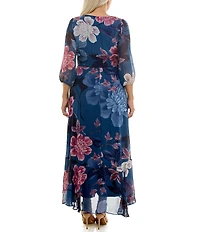 Moda Tara Plus Size Chiffon Floral Print Maxi Dress