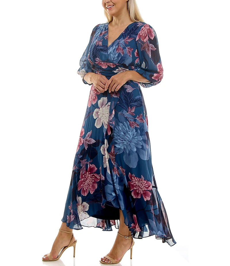 Moda Tara Plus Size Chiffon Floral Print Maxi Dress