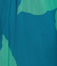 Moda Tara Plus Size V-Neck Long Sleeve Floral Print Chiffon Maxi Dress