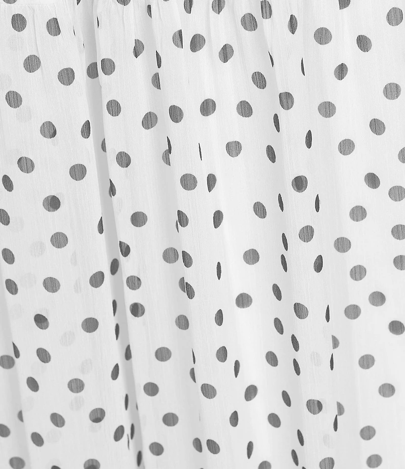 Moda Tara Polka Dot Yoryu Chiffon Mock Neck Long Sleeve Belted Tiered Maxi Dress