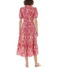 Moda Tara Printed Short Sleeve Belted Midi Shirtdress