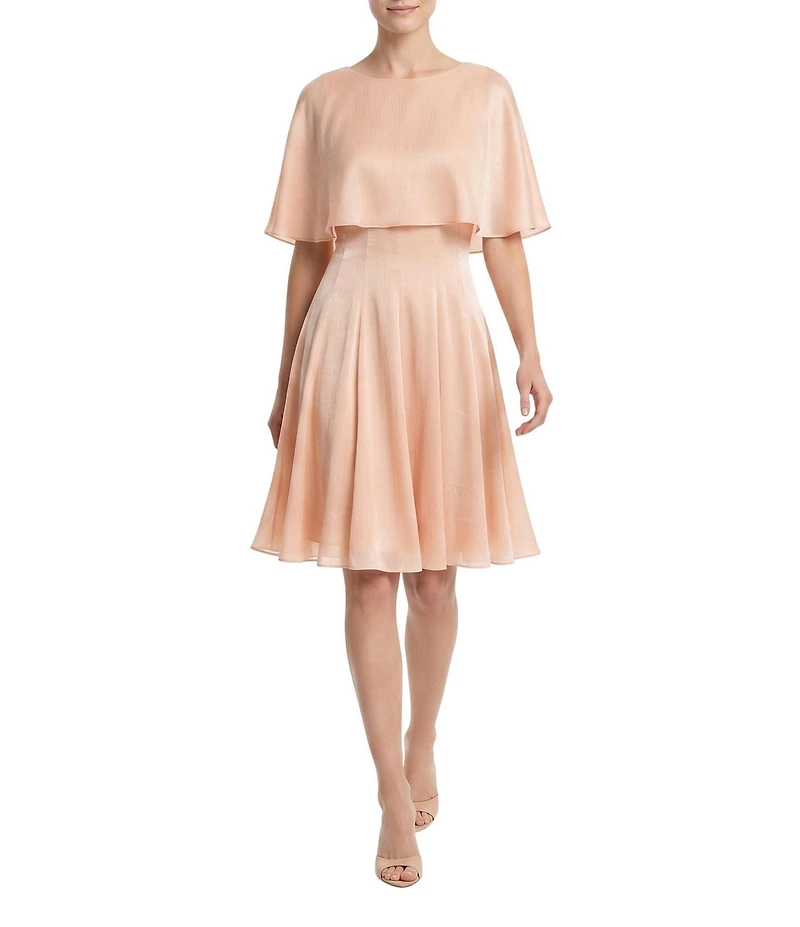 Moda Tara Satin Boat Neck Pleated Skirt Knee Length Dress