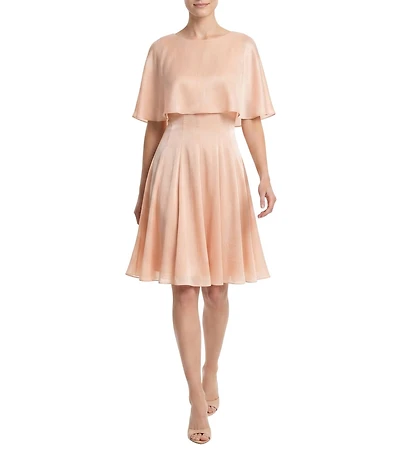 Moda Tara Satin Boat Neck Pleated Skirt Knee Length Dress
