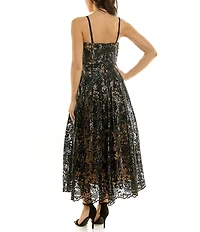 Moda Tara Sequin Embellished Lace Strapless Fit And Flare Gown