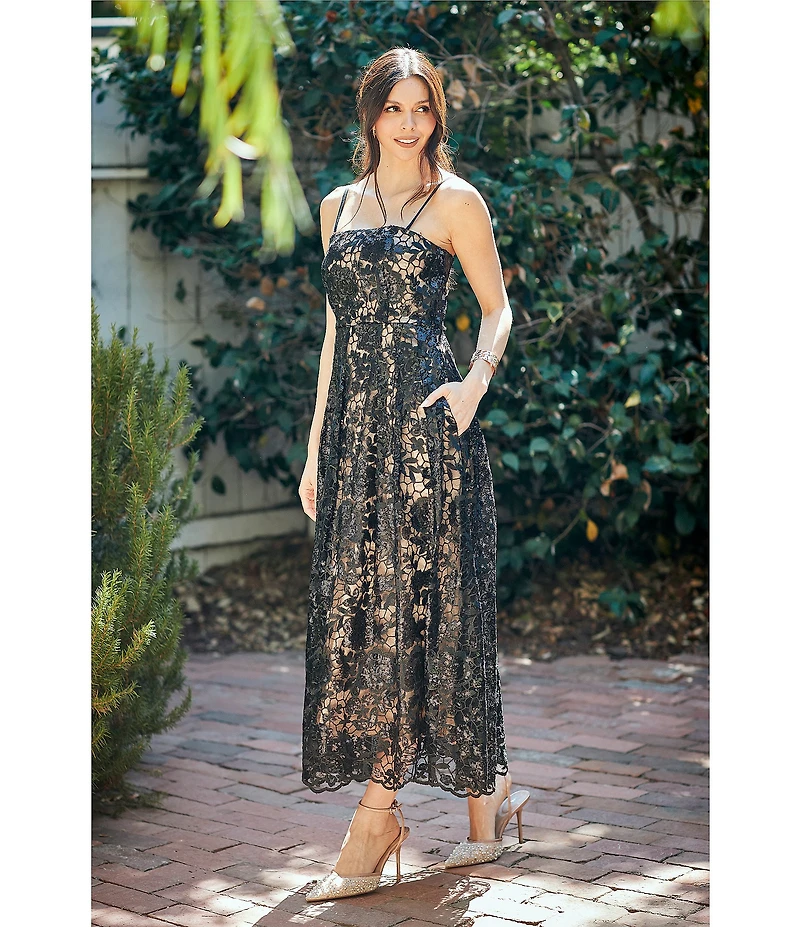 Moda Tara Sequin Embellished Lace Strapless Fit And Flare Gown