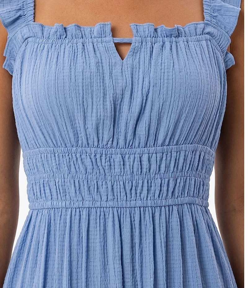 Moda Tara Square Neck Sleeveless Tiered Twill Dress