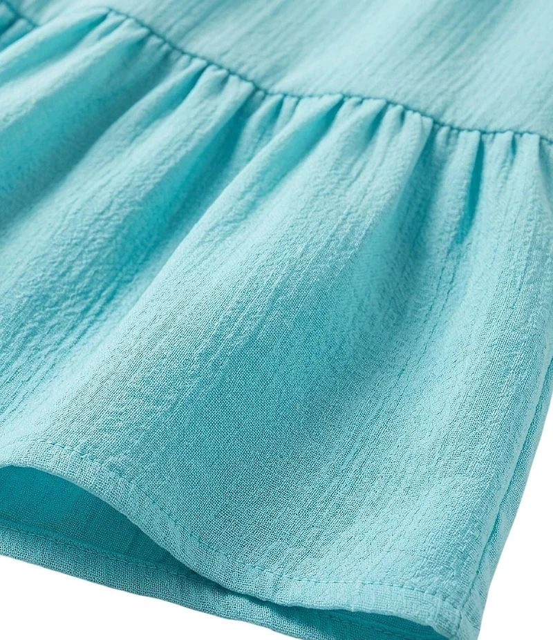 Moda Tara Textured Crepe Smocked Empire Waist Tiered Hem Dress