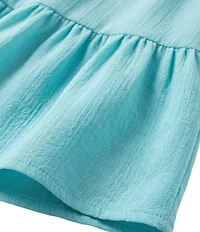 Moda Tara Textured Crepe Smocked Empire Waist Tiered Hem Dress