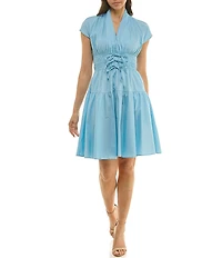 Moda Tara Tie Front Cotton Fit & Flare Dress