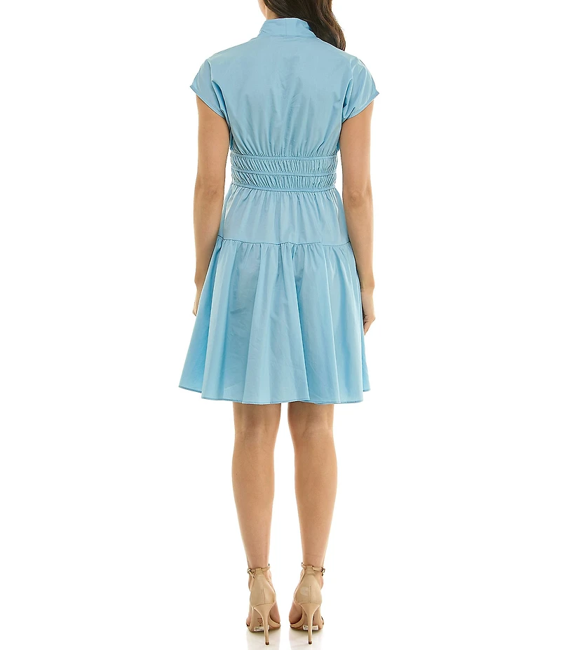Moda Tara Tie Front Cotton Fit & Flare Dress