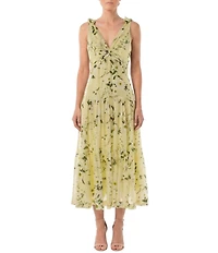 Moda Tara Twist Front Floral Printed Voile Midi Dress