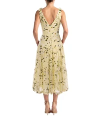 Moda Tara Twist Front Floral Printed Voile Midi Dress