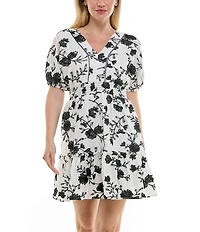Moda Tara V-Neck Short Sleeve Embroidered Cotton Dress