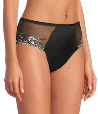 Modern Movement Satin Embroidered Hi-Cut Panties