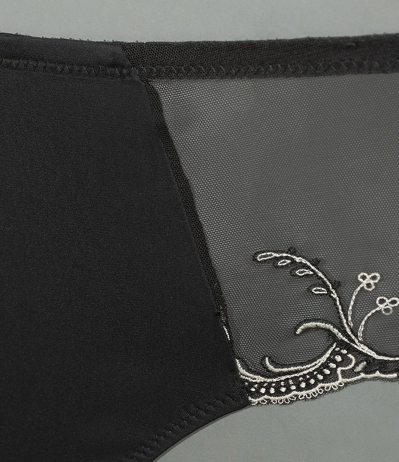 Modern Movement Satin Embroidered Hi-Cut Panties