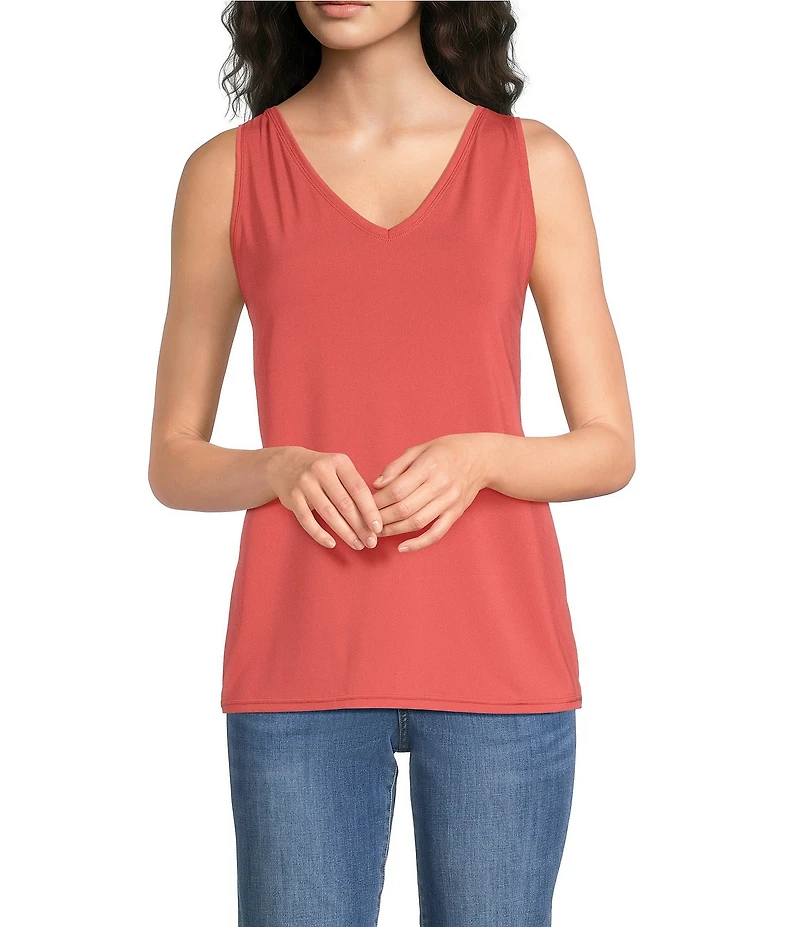Modern Movement Reversible V-Neck Scoop Back Everyday Crepe Tank