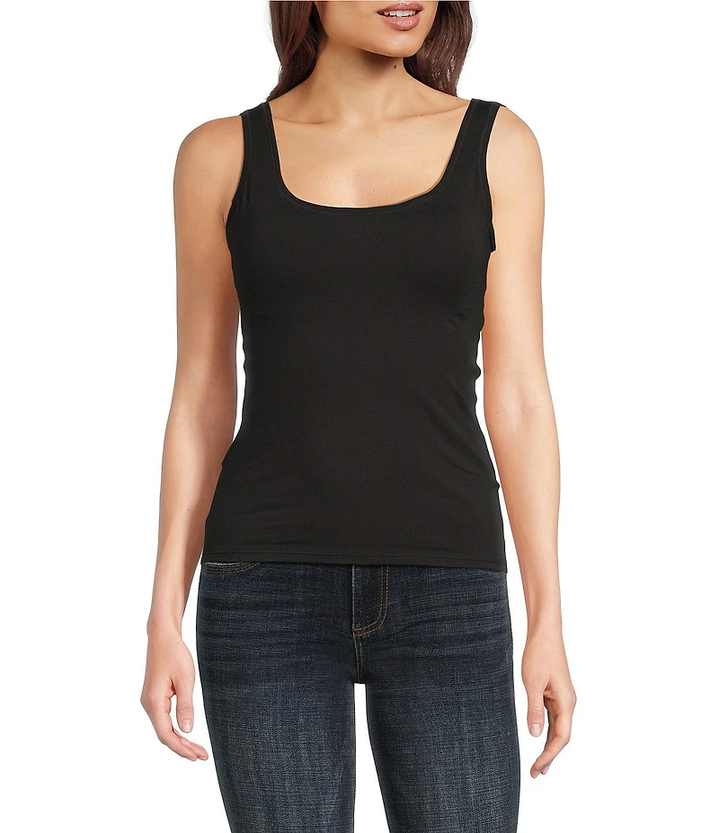 Modern Movement Sleeveless Scoop Neck Step In Tank Top