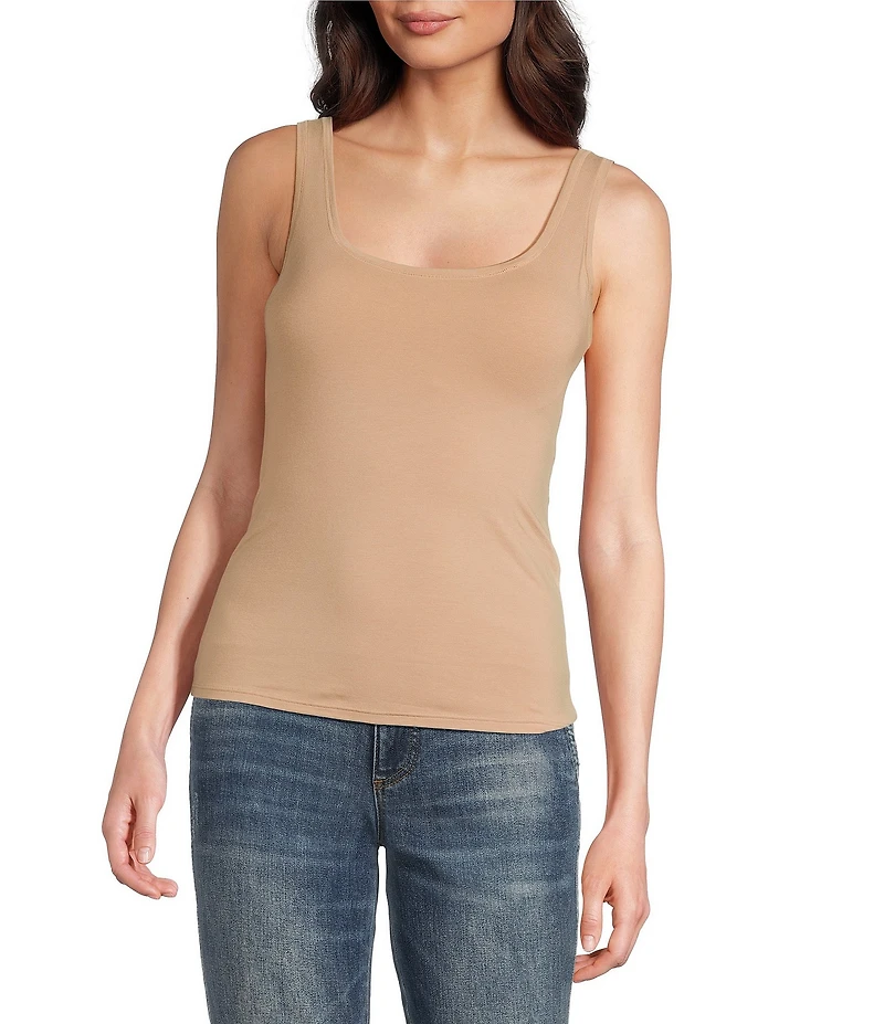 Modern Movement Sleeveless Scoop Neck Step In Tank Top
