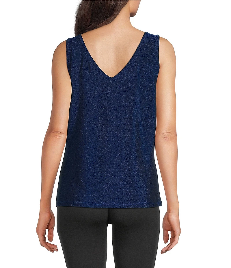 Modern Movement Sleeveless V-Neck Lurex Two-Way Stretch Holiday Camisole