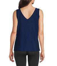 Modern Movement Sleeveless V-Neck Lurex Two-Way Stretch Holiday Camisole