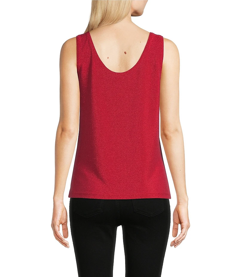 Modern Movement Sleeveless V-Neck Lurex Two-Way Stretch Holiday Camisole