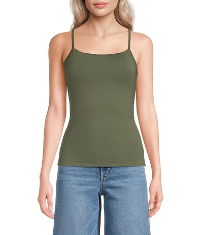 Modern Movement Step-In Sleeveless Square Neck Shelf-Bra Cami