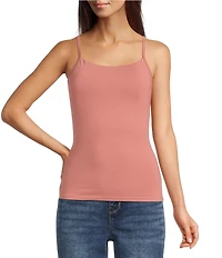 Modern Movement Step-In Sleeveless Square Neck Shelf-Bra Cami