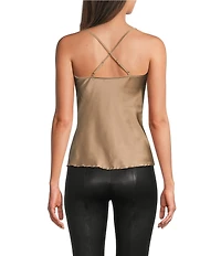 Modern Movement Stretch Satin Sleeveless Cowl Neck Camisole