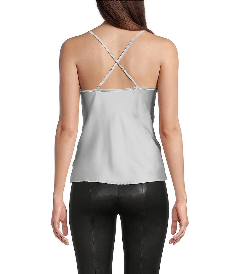 Modern Movement Stretch Satin Sleeveless Cowl Neck Camisole