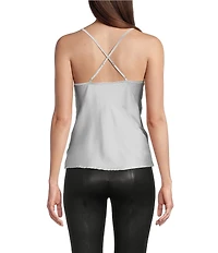 Modern Movement Stretch Satin Sleeveless Cowl Neck Camisole