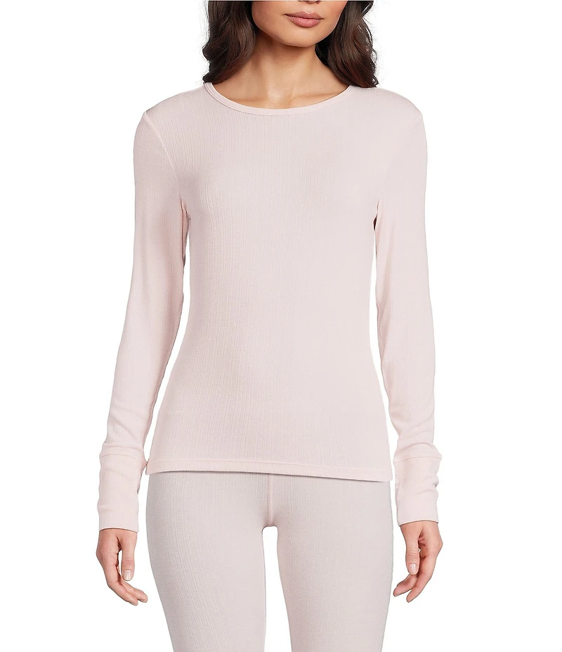 Modern Movement Warmwear Long Sleeve Crew Neck Pointelle Knit Top
