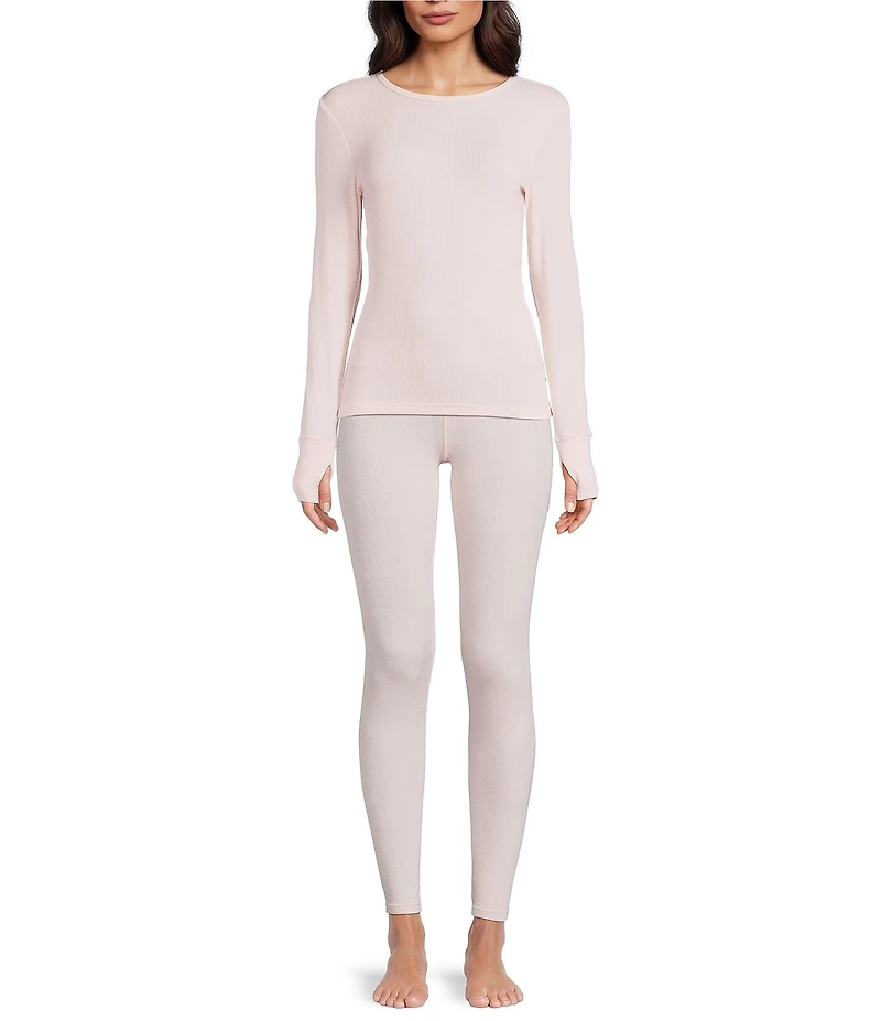 Modern Movement Warmwear Long Sleeve Crew Neck Pointelle Knit Top
