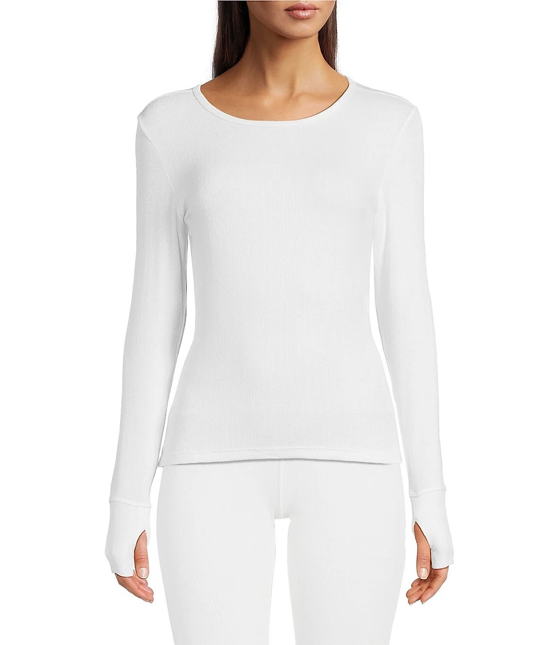 Modern Movement Warmwear Long Sleeve Crew Neck Pointelle Knit Top