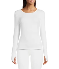 Modern Movement Warmwear Long Sleeve Crew Neck Pointelle Knit Top