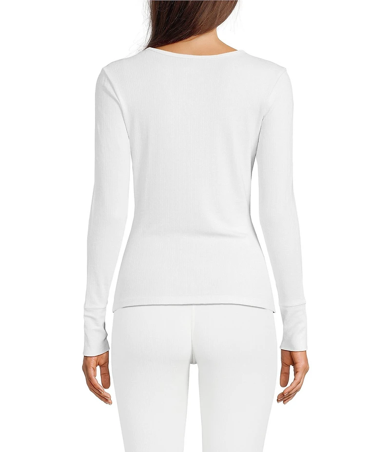 Modern Movement Warmwear Long Sleeve Crew Neck Pointelle Knit Top