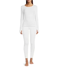 Modern Movement Warmwear Long Sleeve Crew Neck Pointelle Knit Top