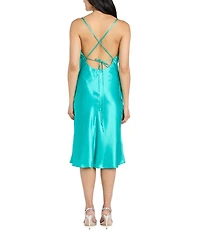 Morgan & Co. Charmeuse Cowl Neck Midi Dress