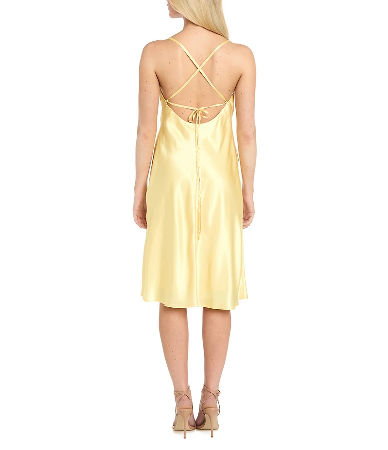 Morgan & Co. Charmeuse Cowl Neck Midi Dress
