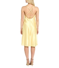 Morgan & Co. Charmeuse Cowl Neck Midi Dress